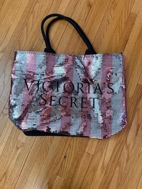 Victoria's Secret Pink and Silver Sequin Tote